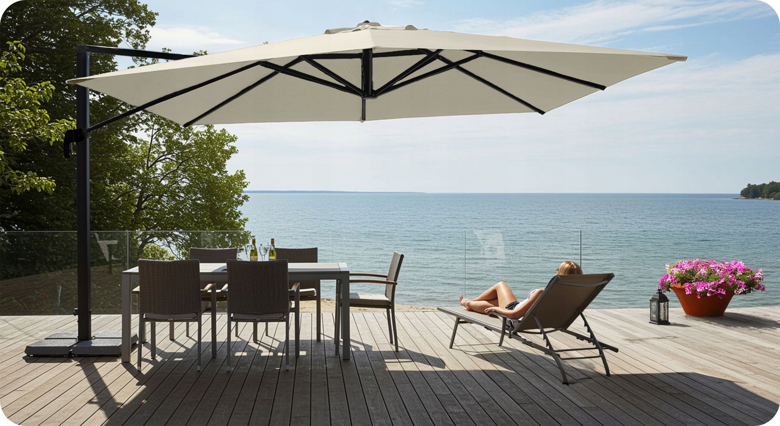 Garden umbrella LARGE FOLDING STRONG boom cover Plonos 3x3 m Manufacturer Plonos