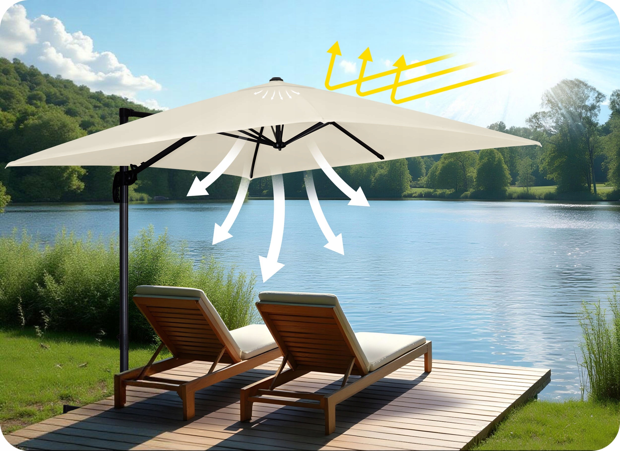 Garden umbrella LARGE FOLDING STRONG boom cover Plonos 3x3 m Manufacturer code 488301