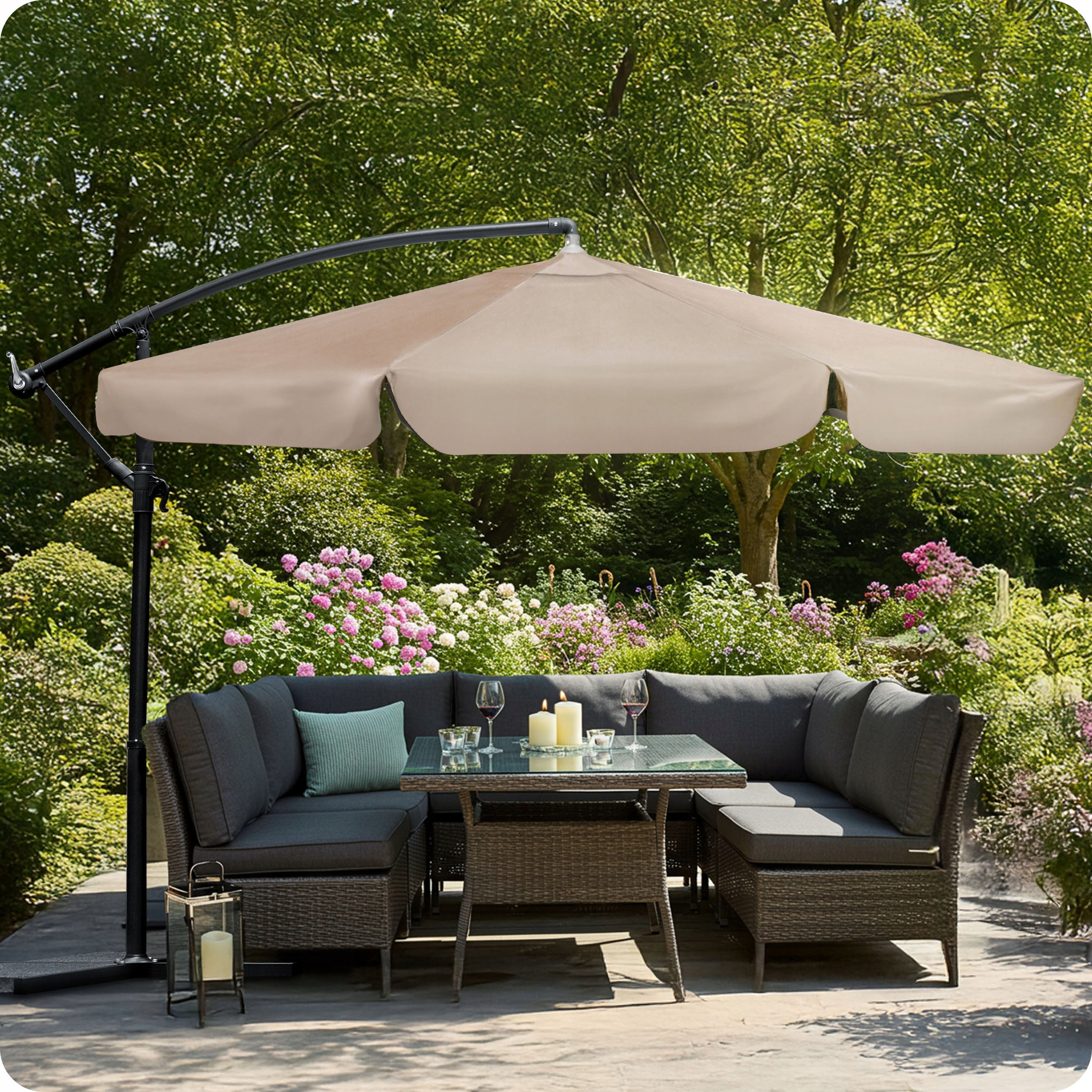 Garden umbrella large folding with boom cover 6 segments Ø 350cm Manufacturer Plonos