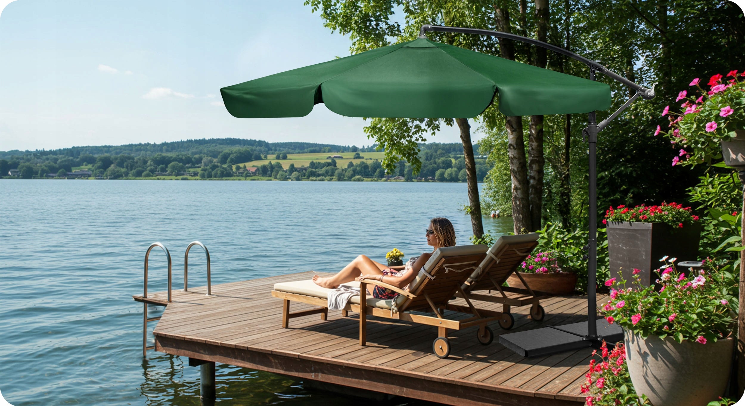 Garden umbrella large folding with boom cover 6 segments Ø 350cm Product weight with unit packaging 14.4 kg