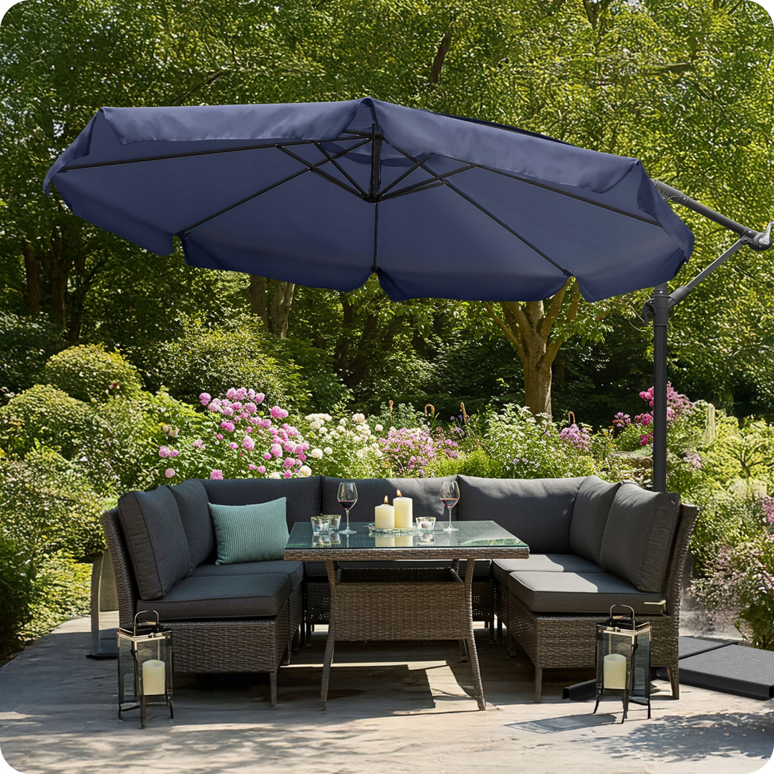 Garden umbrella large folding with boom cover 8 segments Ø 350cm Product height 250 cm