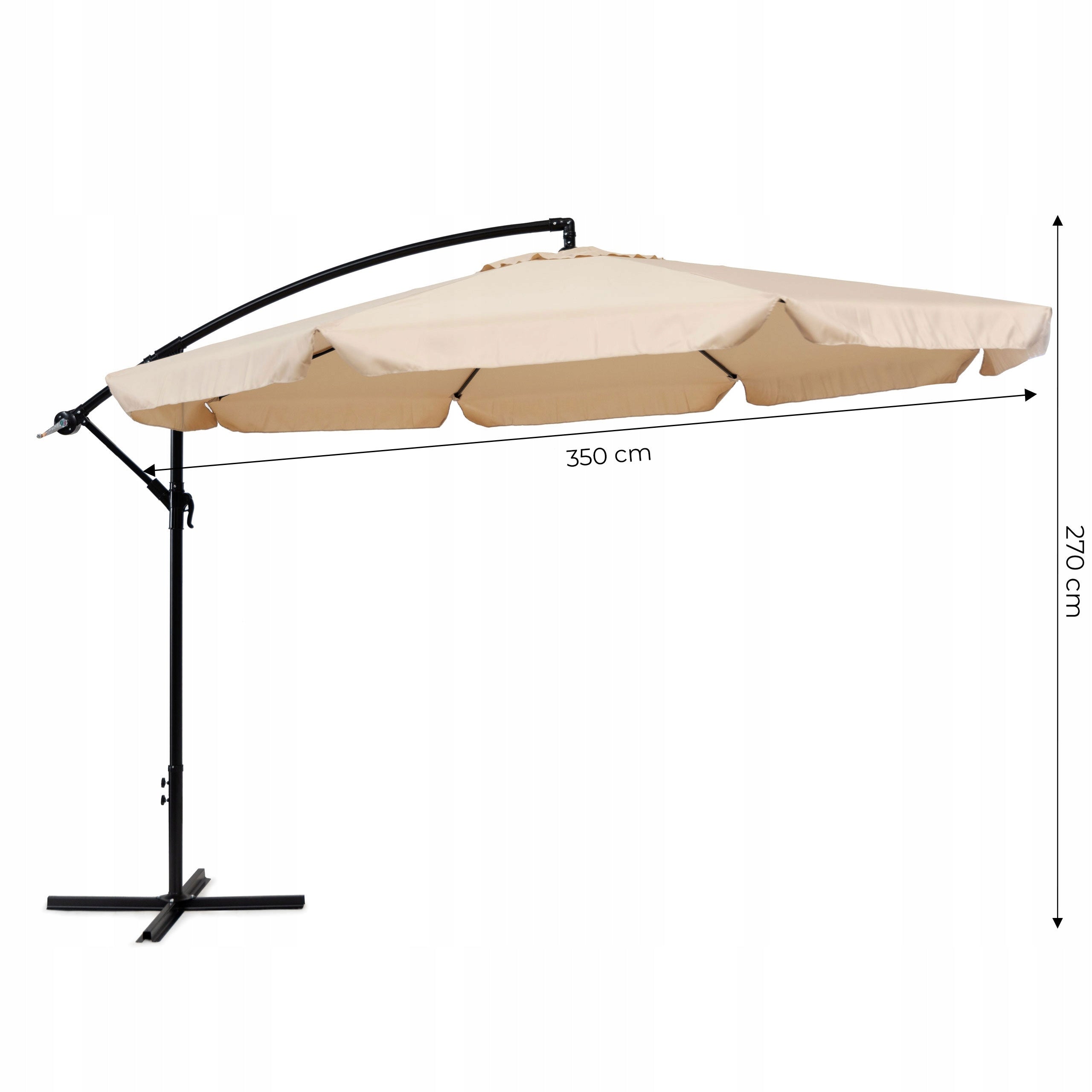 Garden umbrella large on boom folding 3,5 m beige MultiGarden Kind with boom