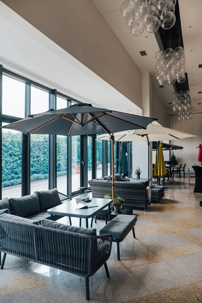 Garden umbrella on boom ROMA 300 cm anthracite Large folding Product weight with unit packaging 17.2 kg
