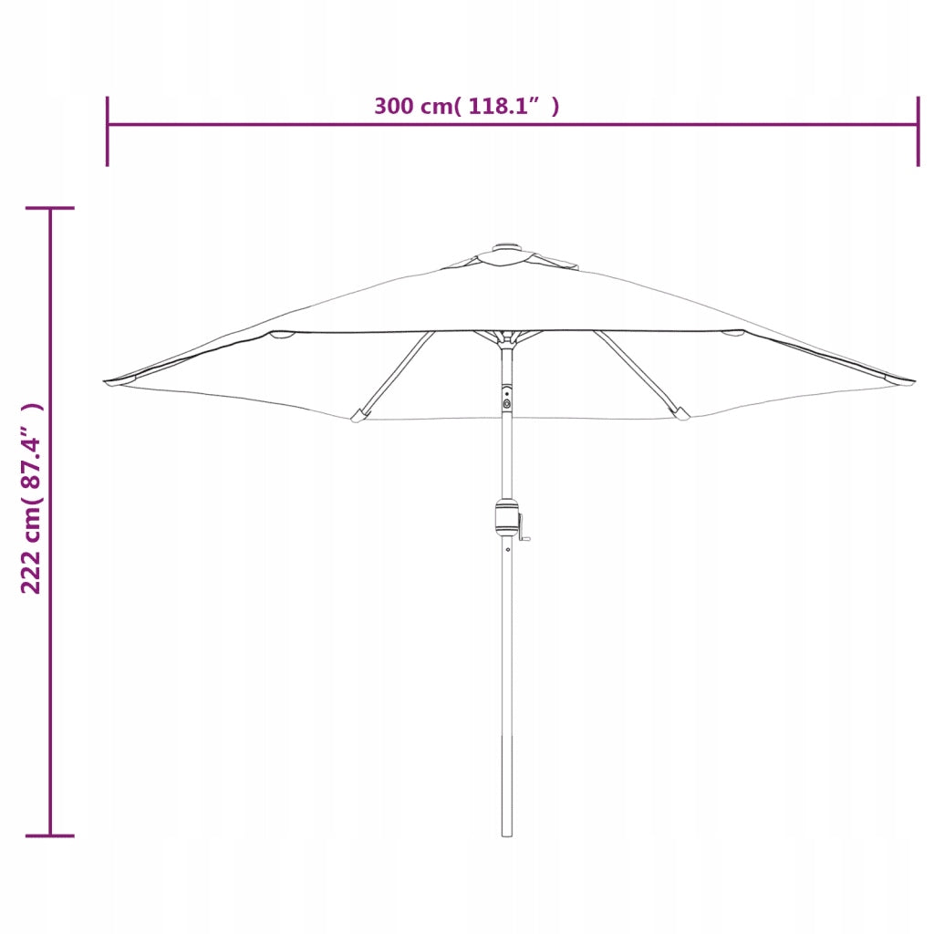 Garden umbrella on metal post, 300 cm, black Kind classic