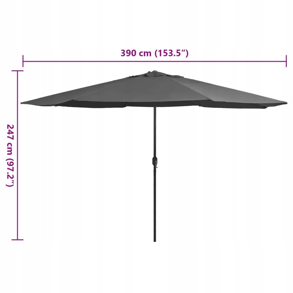 Garden umbrella on metal post, 390 cm, ant Product height 267 cm