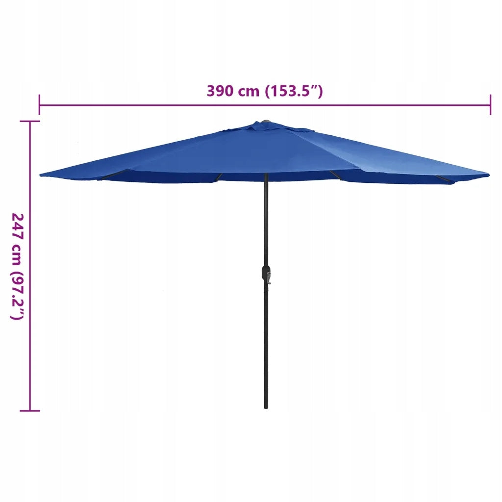 Garden umbrella on metal post, 390 cm, blue Kind classic