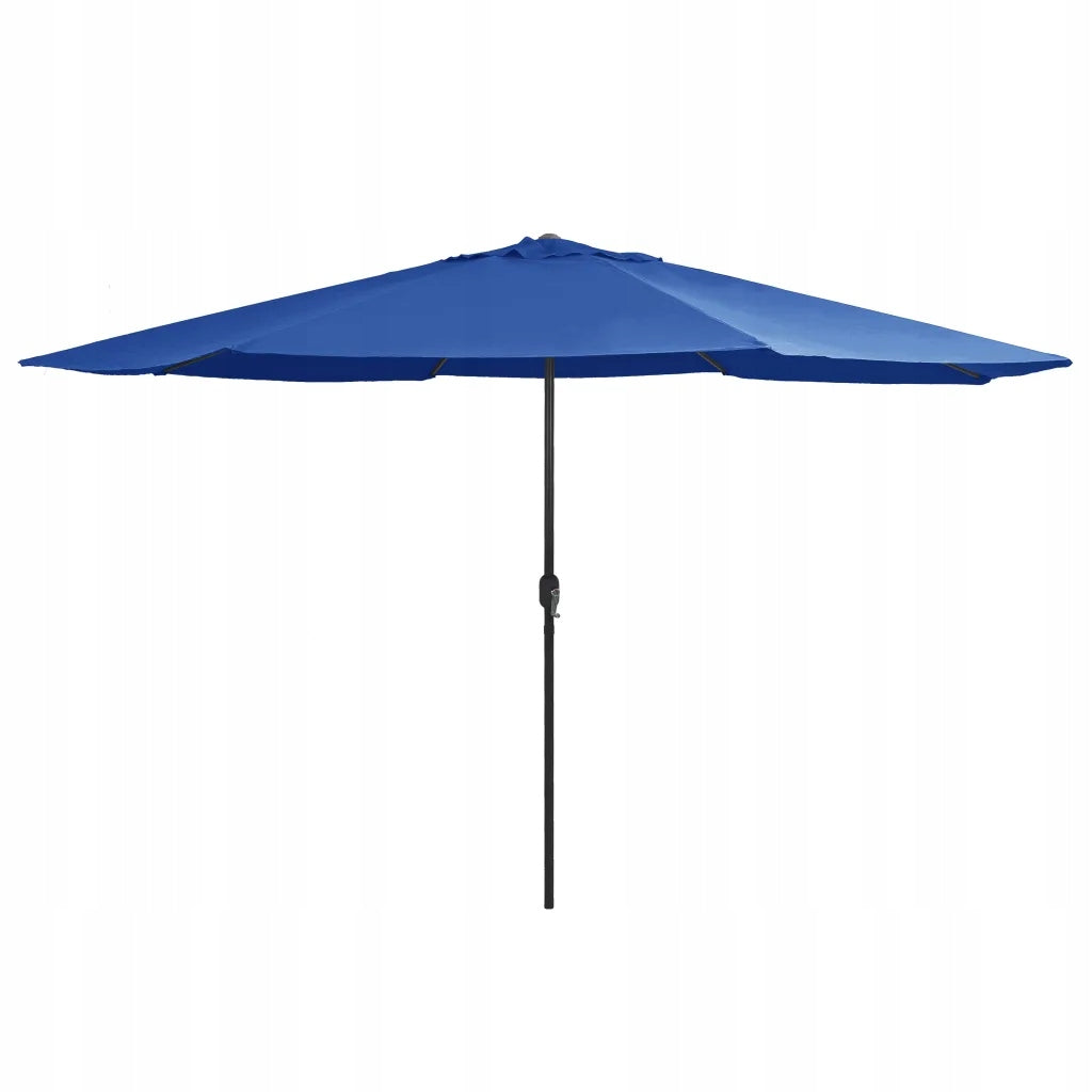 Garden umbrella on metal post, 390 cm, blue