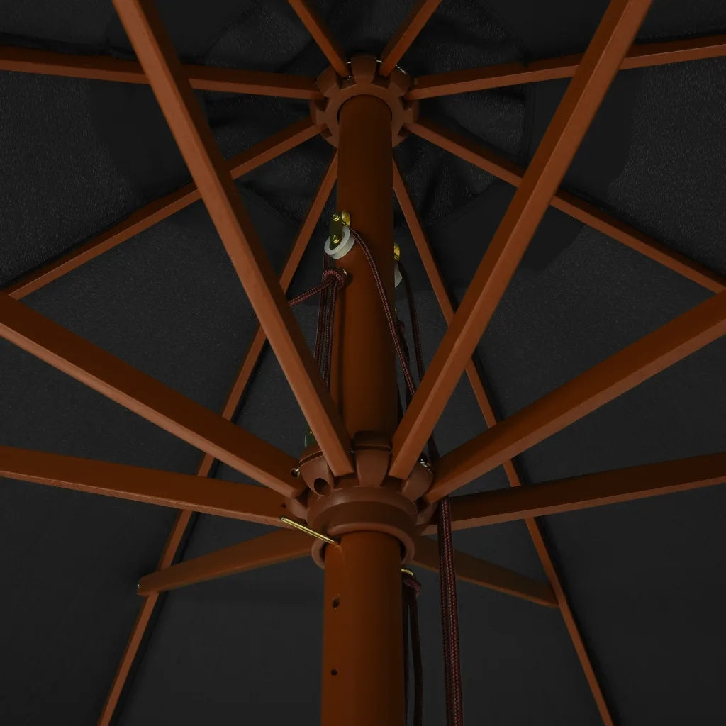 Garden umbrella on wooden post, 350 cm, an Diameter/width 330 cm