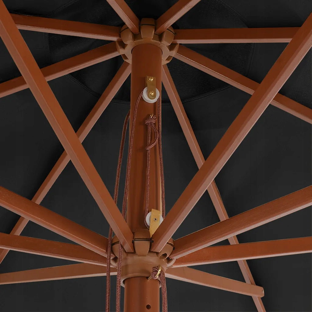 Garden umbrella on wooden post, 350 cm, ant Diameter/width 350 cm