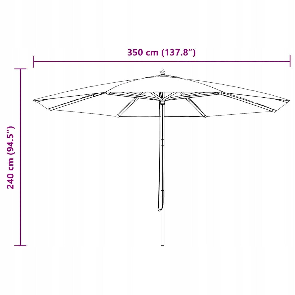 Garden umbrella on wooden post, 350 cm, ant Manufacturer code 44529