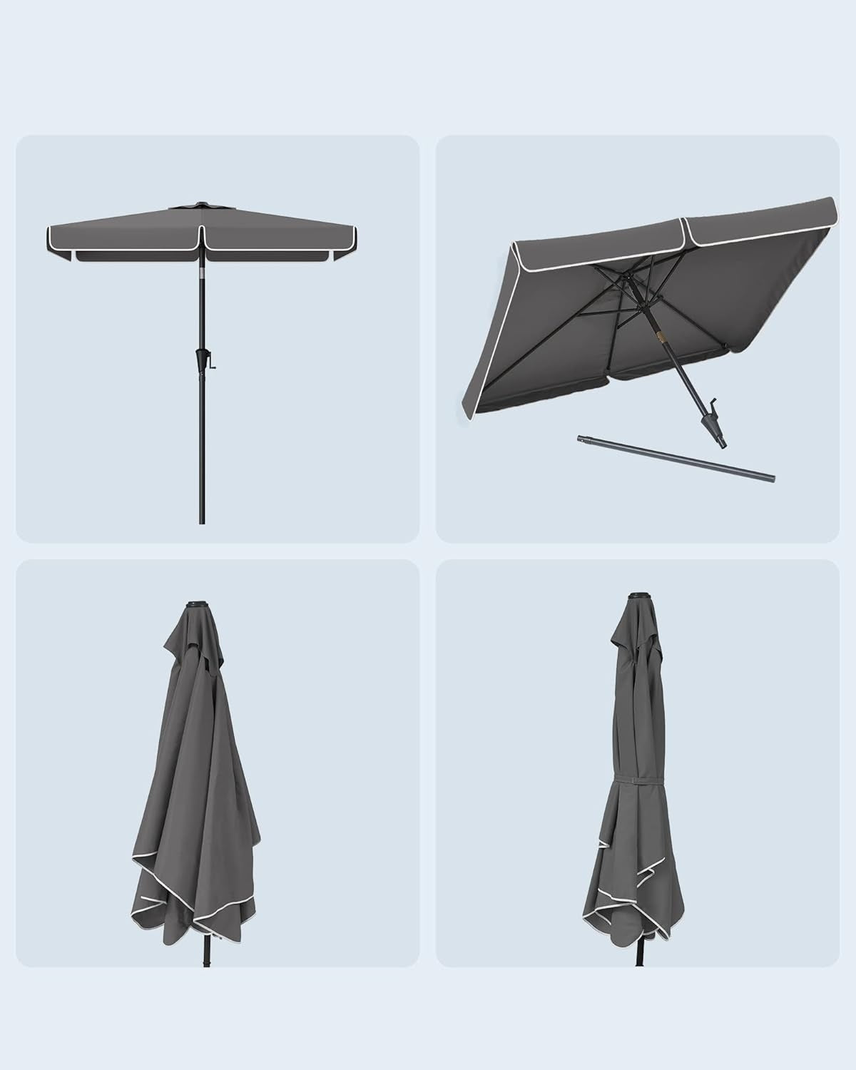 Garden umbrella tilting UV protection grey rectangular 200x150 cm Kind classic