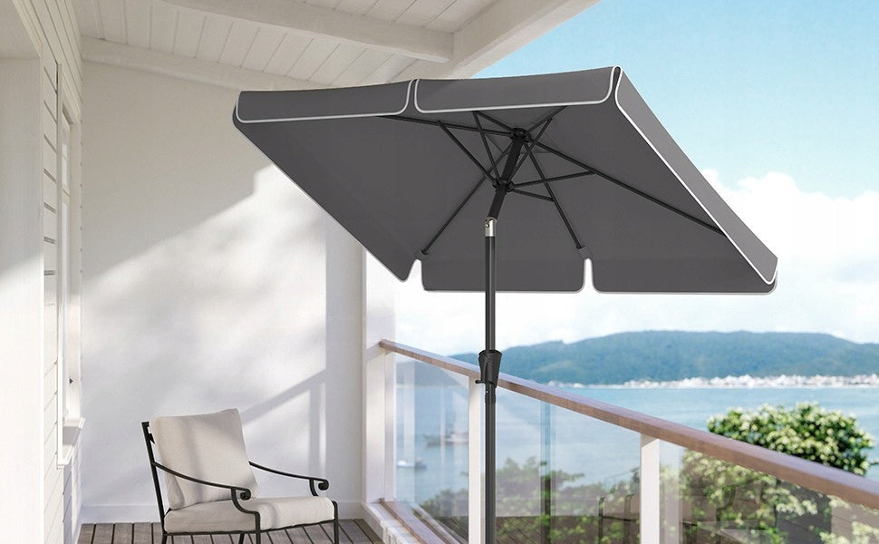 Garden umbrella tilting UV protection grey rectangular 200x150 cm Manufacturer Songmics