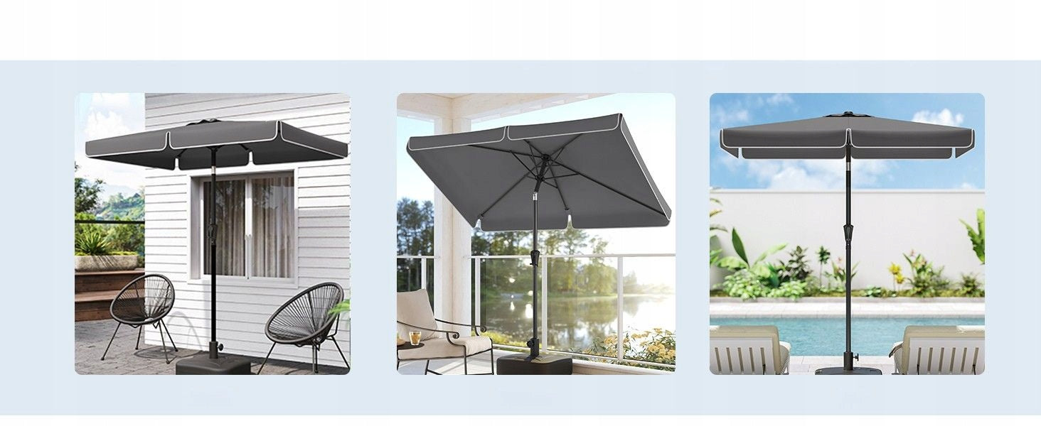 Garden umbrella tilting UV protection grey rectangular 300x200 cm Manufacturer Songmics