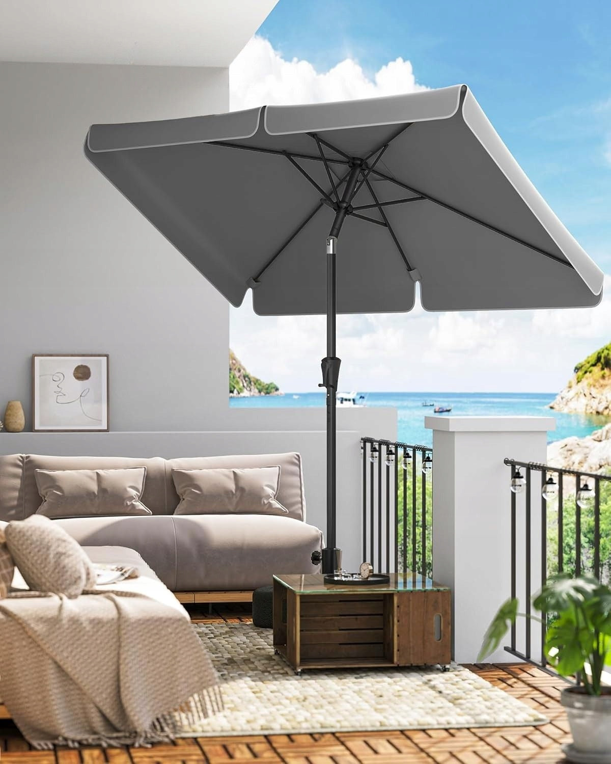 Garden umbrella tilting UV protection grey rectangular 300x200 cm Packaging status original