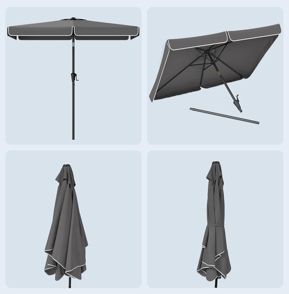 Garden umbrella tilting UV protection grey rectangular 300x200 cm Product height 240 cm