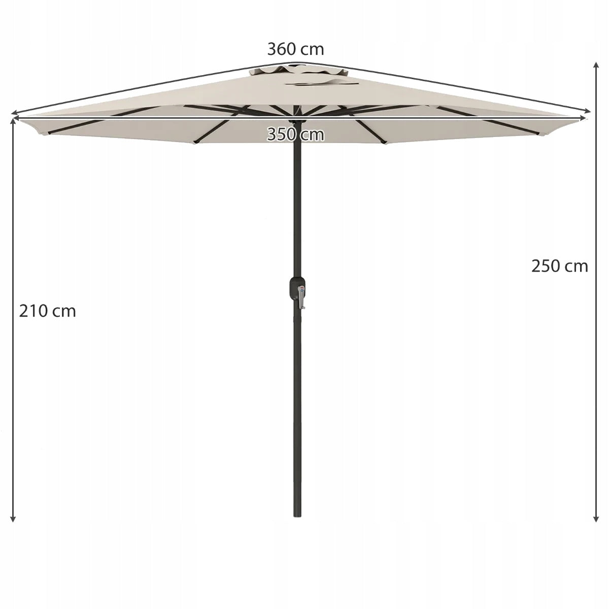 Garden umbrella with crank Patio umbrella 350 cm Manufacturer Costway
