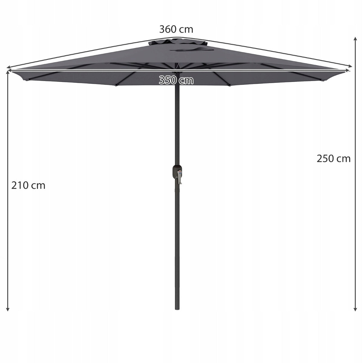 Garden umbrella with crank Patio umbrella 350 cm Manufacturer Costway