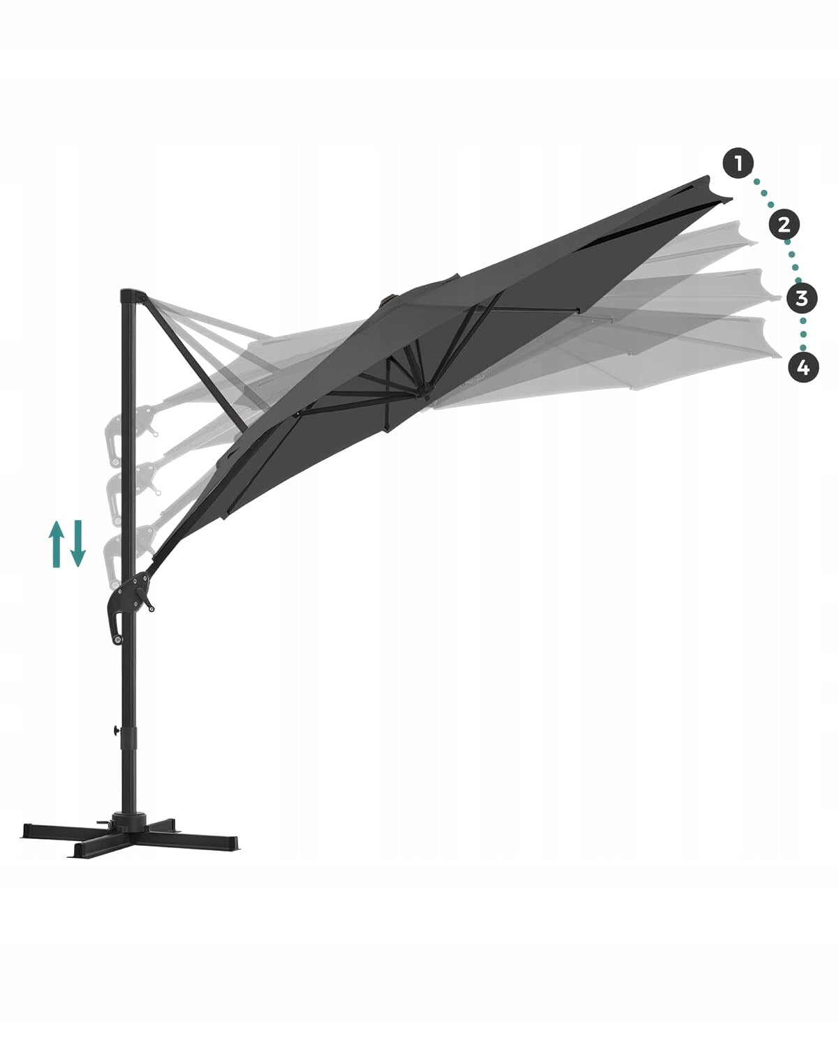 Garden umbrella with stand and boom 300 cm anthracite Diameter/width 300 cm