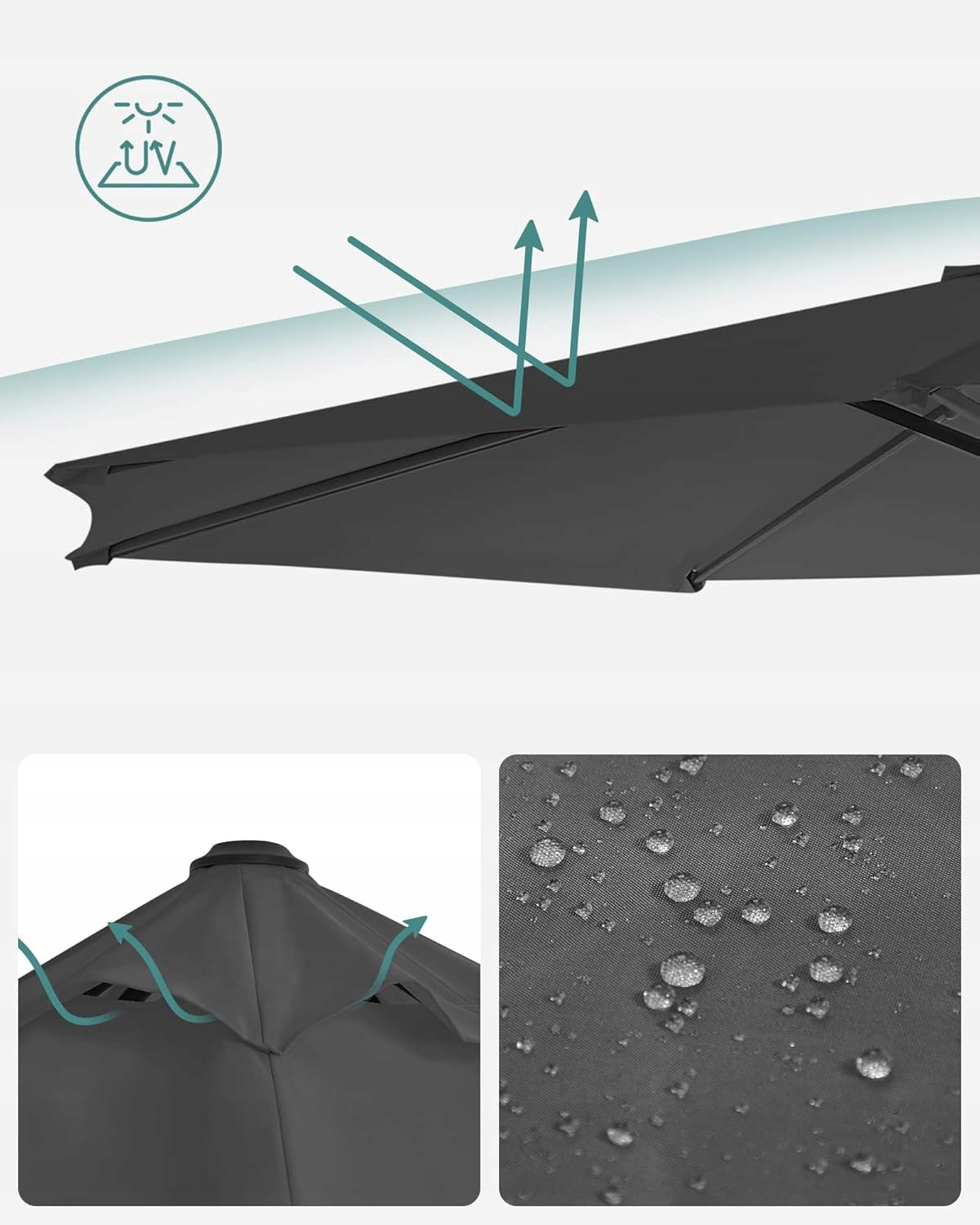 Garden umbrella with stand and boom 300 cm anthracite Manufacturer code GPU35GY