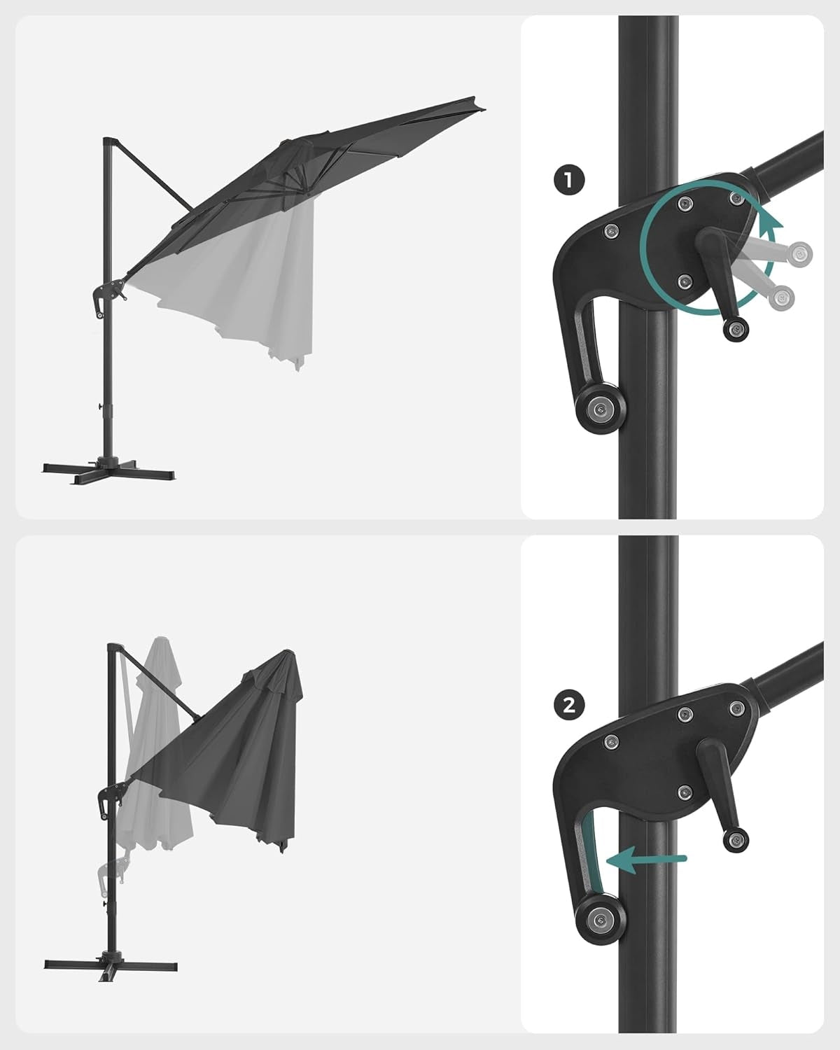 Garden umbrella with stand and boom 300 cm anthracite Packaging status original