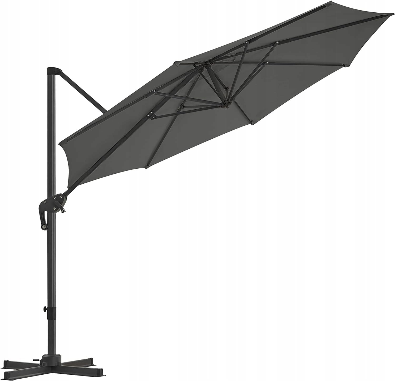 Garden umbrella with stand and boom 300 cm anthracite