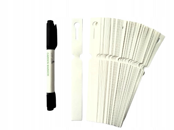 Gardening Loop Labels for Plant Description WHITE 160x17mm 100 Pcs + MARKER