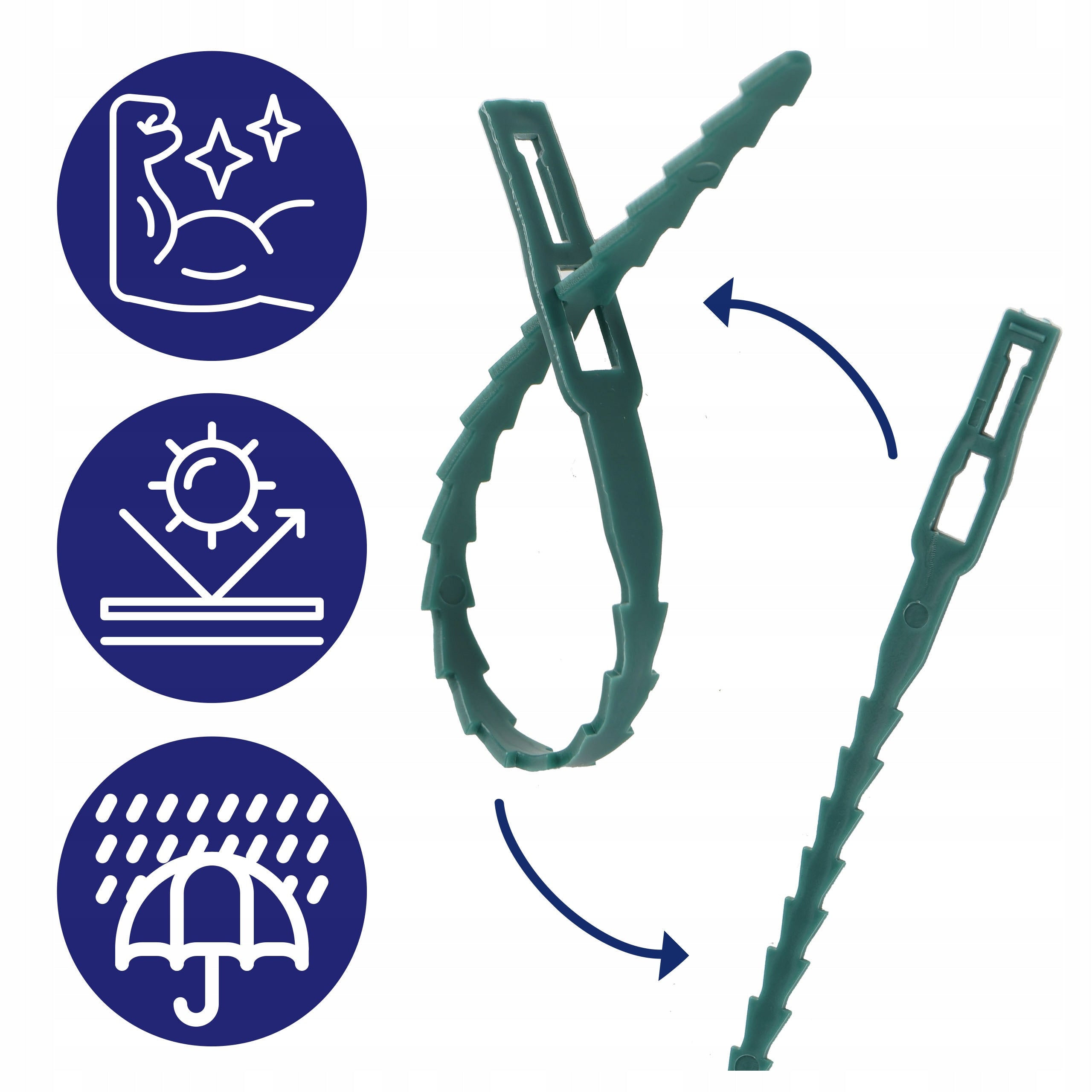 Gardening bands for stem plants 17 cm green cardigan strong 50 pcs Manufacturer code Opaski rozpinane do mocowania roślin