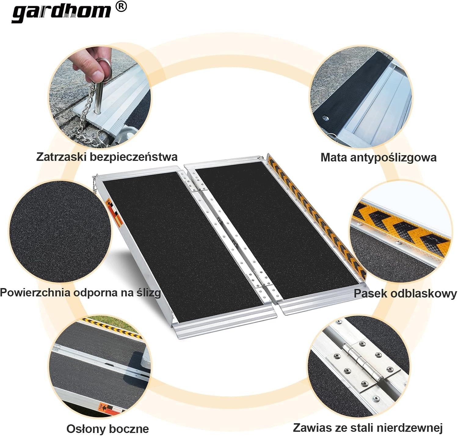 Gardhom Wheelchair Ramp 365cm Folding Non-Slip 362kg Brand no brand