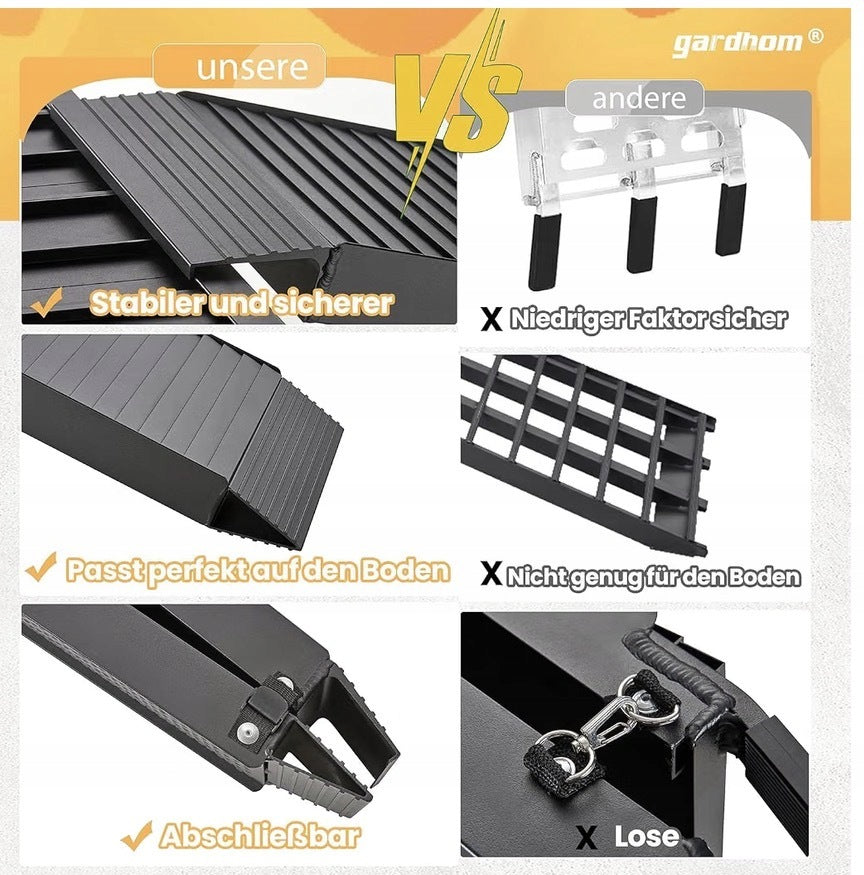 Gardhom folding ramp aluminium 203 x 28 cm black 340 kg non-slip Brand no brand