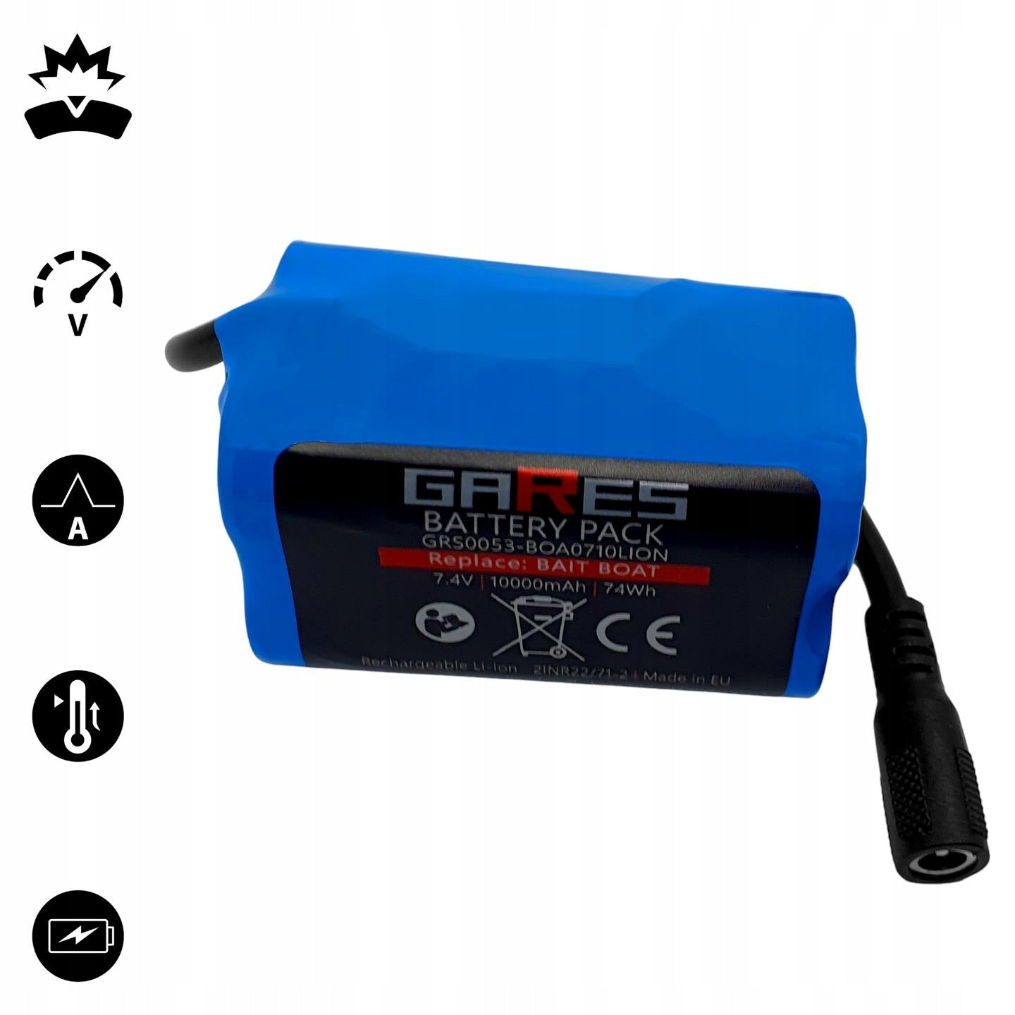 Gares battery for bait boat 21700 7,4V 10Ah Batteries included yes