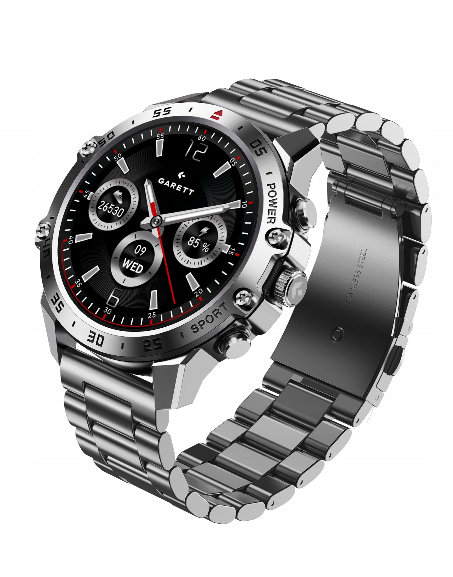 Garett V14 Silver Steel Bluetooth Smartwatch Talk IP68 Sport