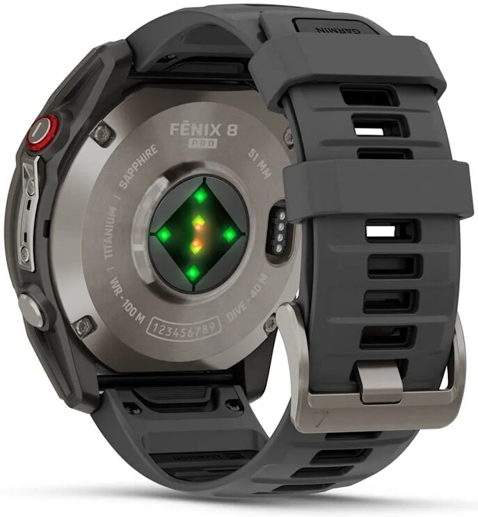 Garmin Fenix 8 Pro 51 mm AMOLED Sapphire Titanium with black and gray strap Manufacturer code 010-03199-11