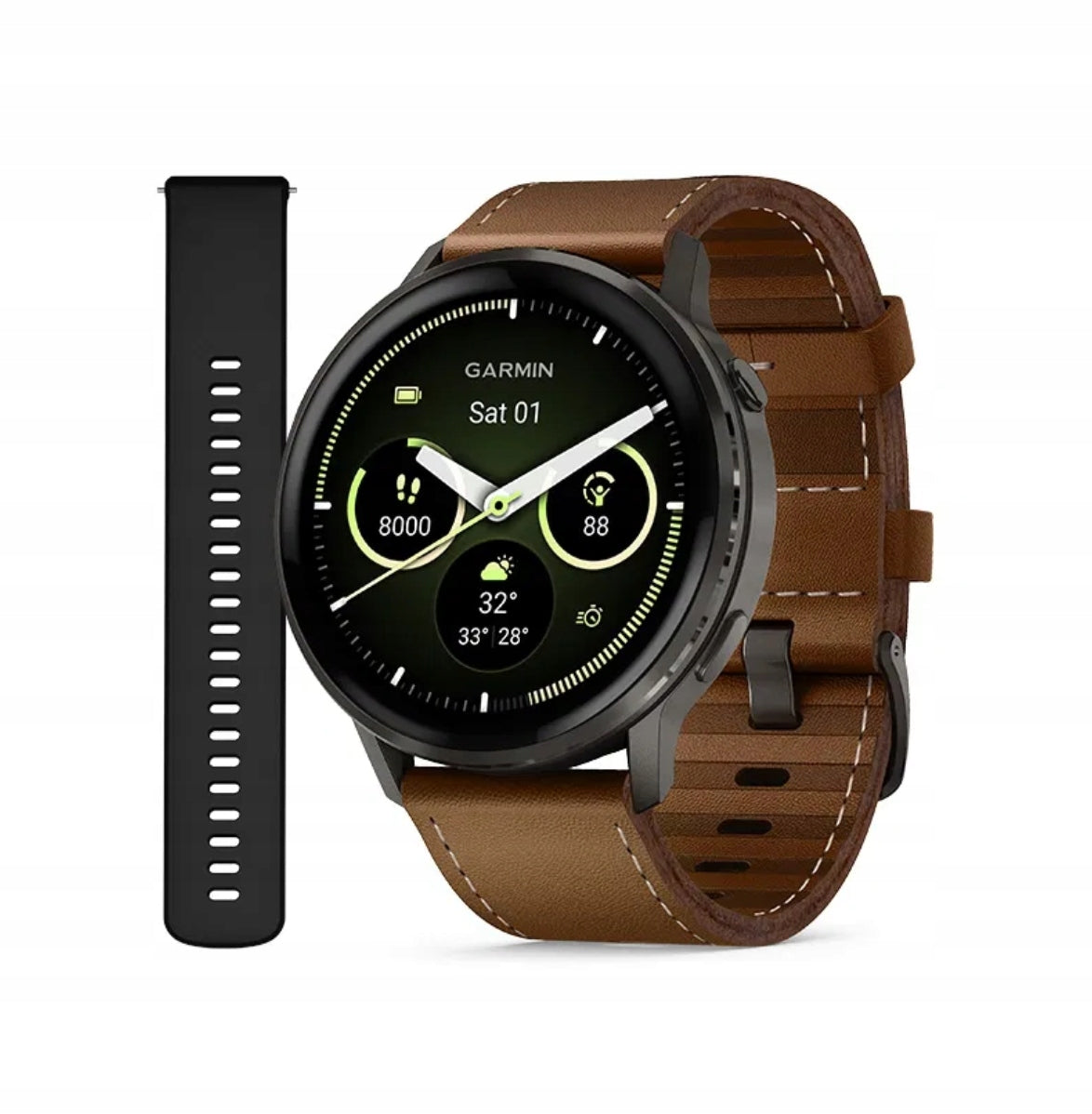 Garmin Venu 4 45 mm Slate s koženým a silikonovým řemínkem