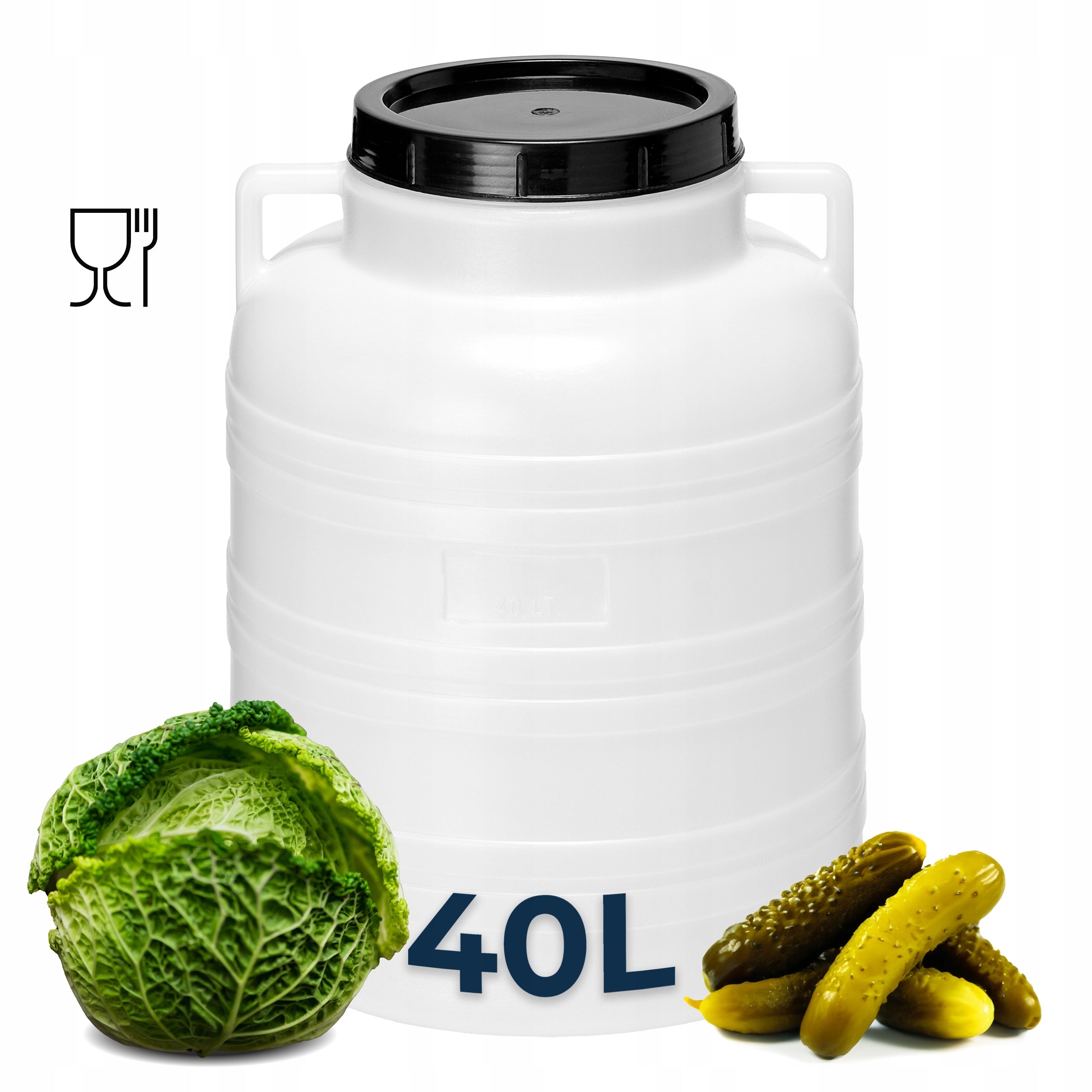Garronda 40L Pickling Barrel with Handles Canister GD-0078, White