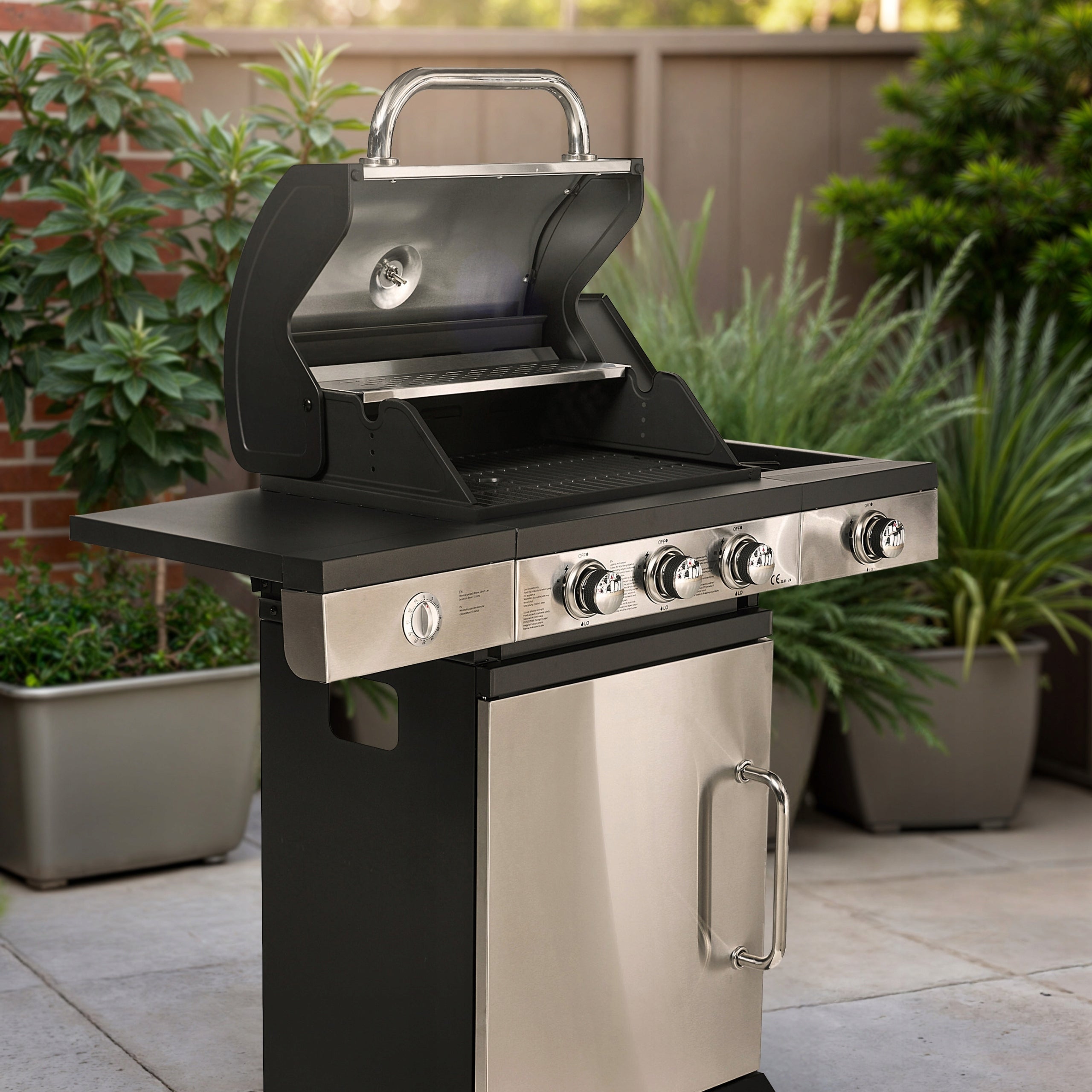 Gas Grill Burners 3+1 Cast Iron Grate 9,3 kW Cover Blaupunkt GG301 Power 9.3 kW