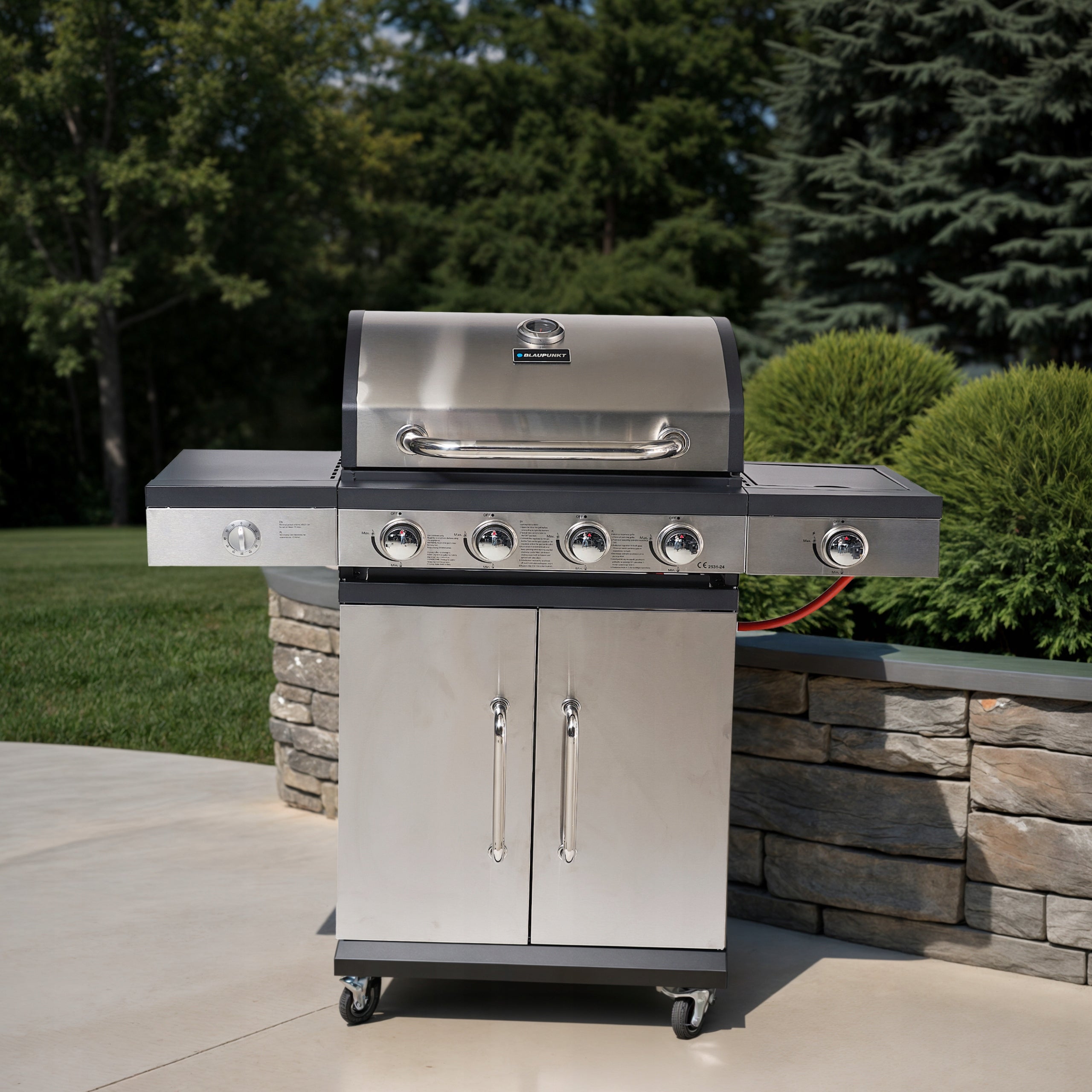 Gas Grill Burners 4+1 Cast Iron Grate 11,7 kW Cover Blaupunkt GG401 Grill width 120 cm