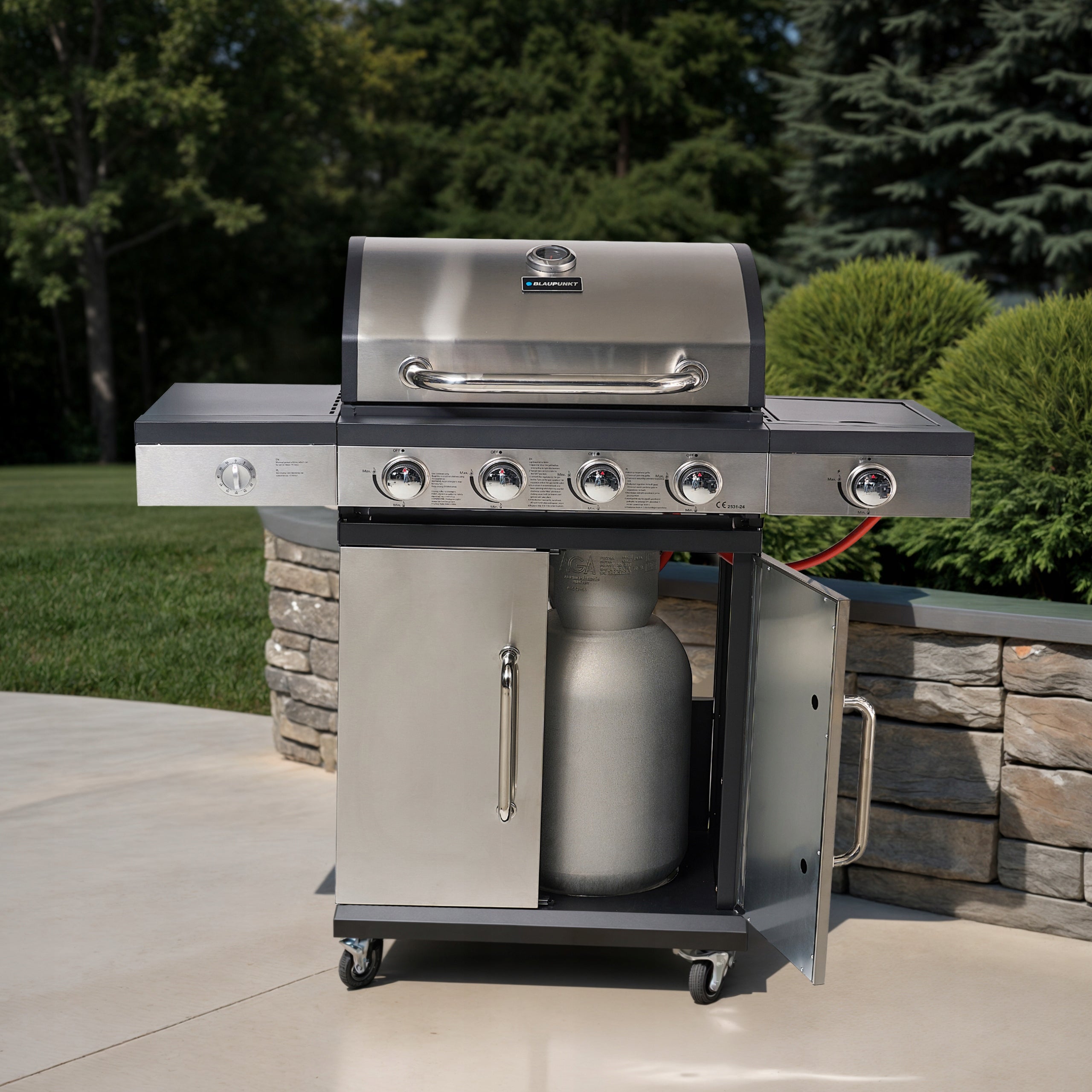 Gas Grill Burners 4+1 Cast Iron Grate 11,7 kW Cover Blaupunkt GG401 Power 11.7 kW
