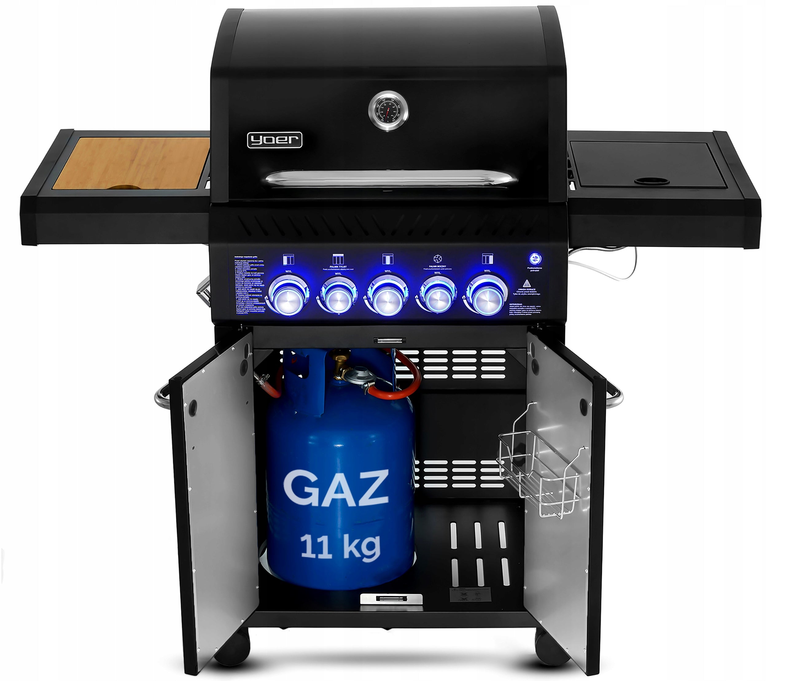 Gas Grill Garden CAST IRON Stainless Steel 3+2 Yoer 17,65 kW +Cabinet for Cylinder Number of burners 5