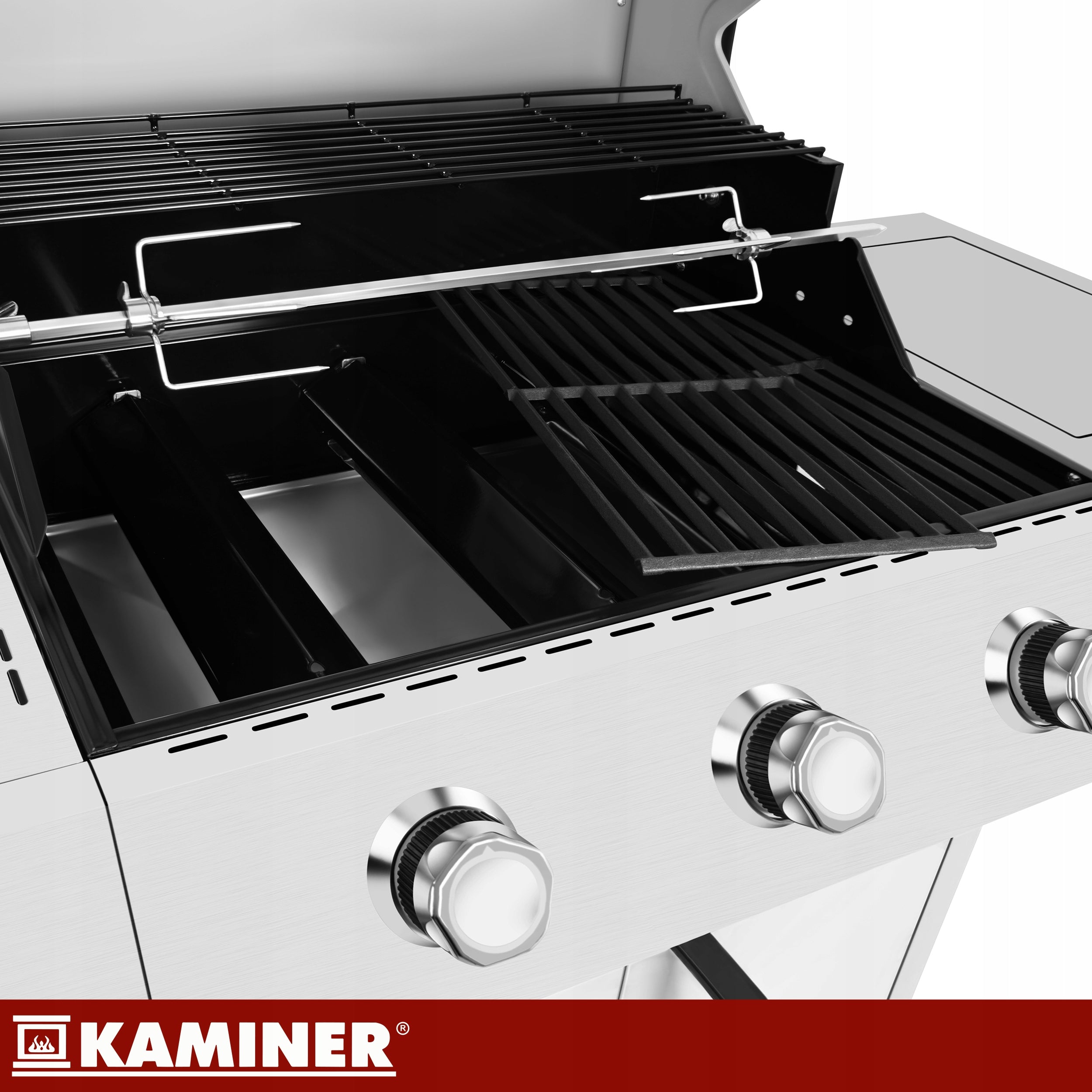 Gas Grill Garden Cast Iron Grate 3+1 13,5kW Stainless + Cylinder Cabinet Power 13.5 kW