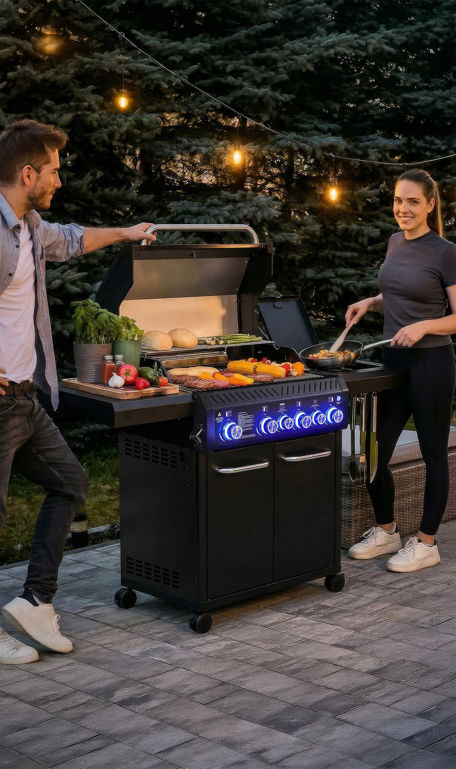 Gas grill Garden CAST IRON stainless steel 4+2 Yoer 21,15 kW +cabinet for cylinder Packaging status original