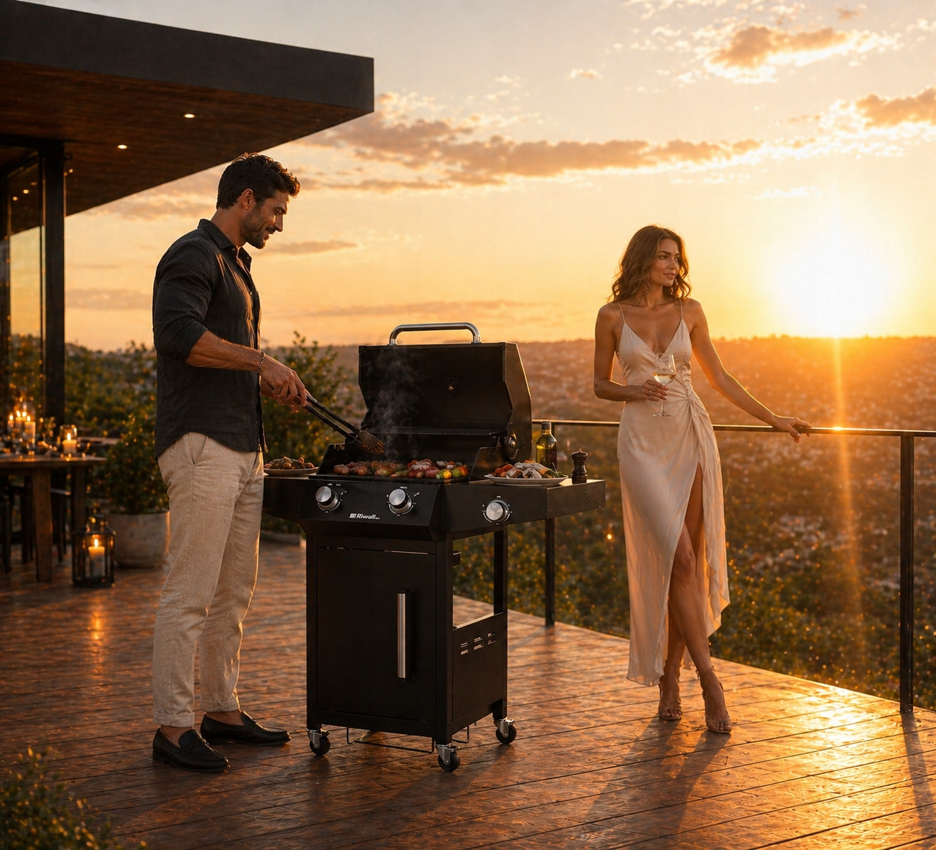 Gas grill Riwall rgg21 10 kW GARDEN 3-burner large grate Packaging status original