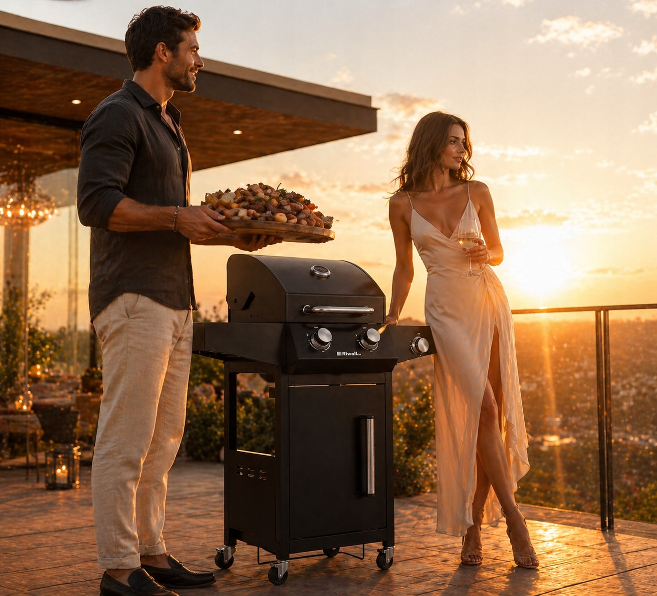 Gas grill Riwall rgg21 10 kW GARDEN 3-burner large grate Power 10 kW