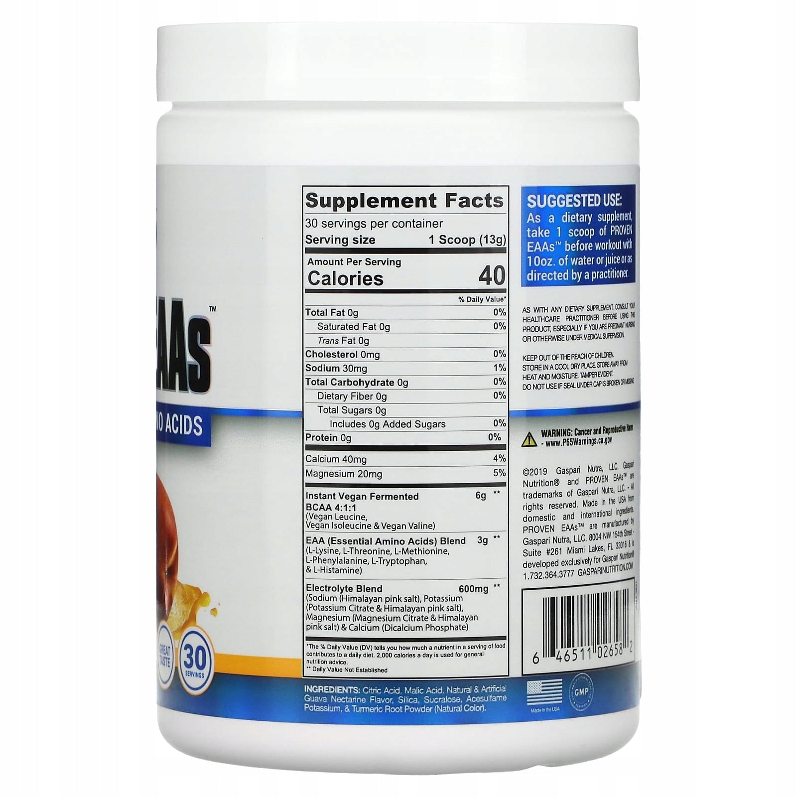 Gaspari Nutrition, Proven EAA with 9 essential amino acids, guava-necta Expiration date at least 3 months from the date of purchase