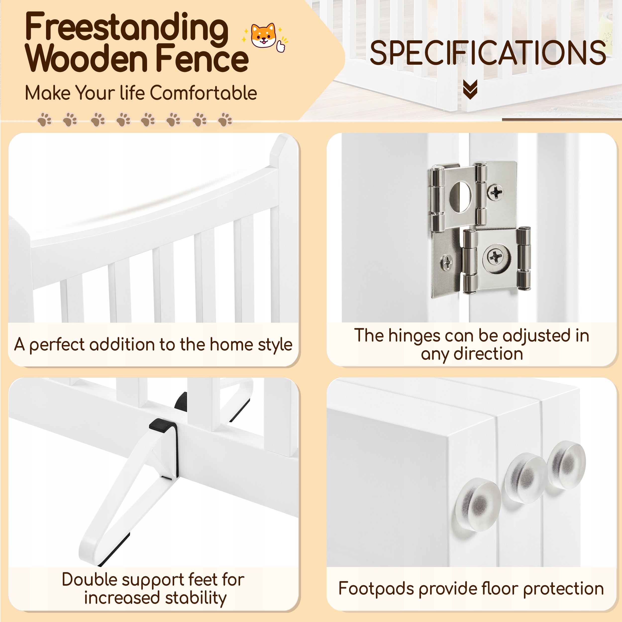 Gate Folding Barrier Protective 90x150cm, White Kind playpen
