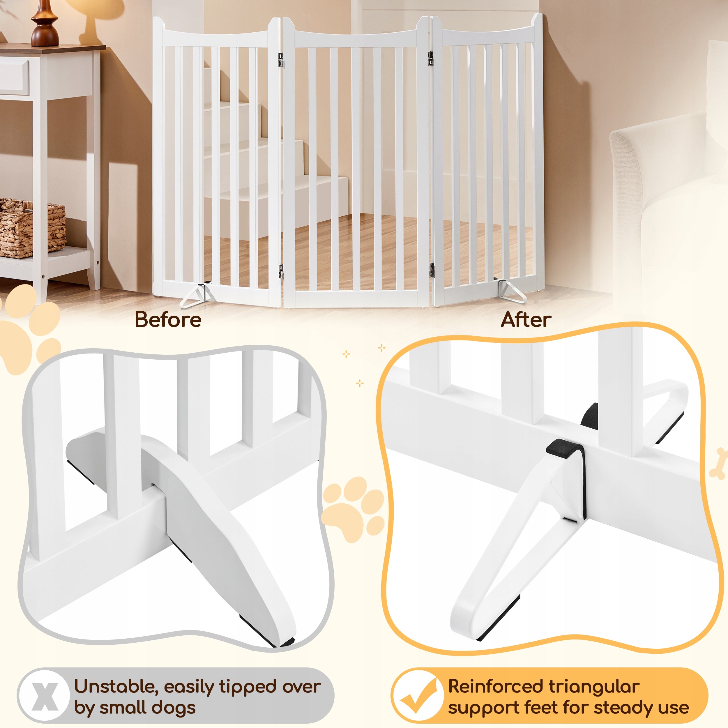 Gate Folding Barrier Protective 90x150cm, White Trade name Yahee