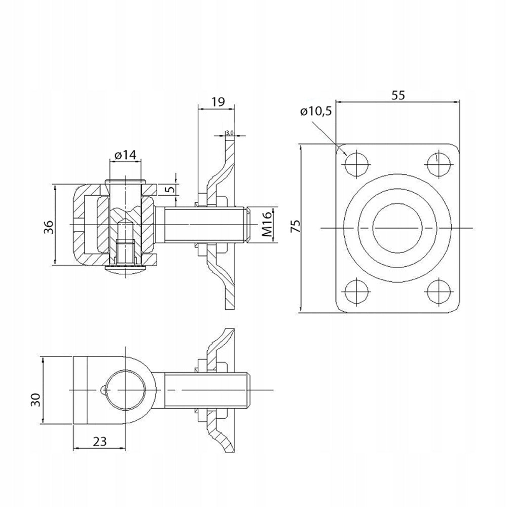 Gate Hinges Adjustable M16 GATE Sign 75x55 Screwed Zinc Packaging status original