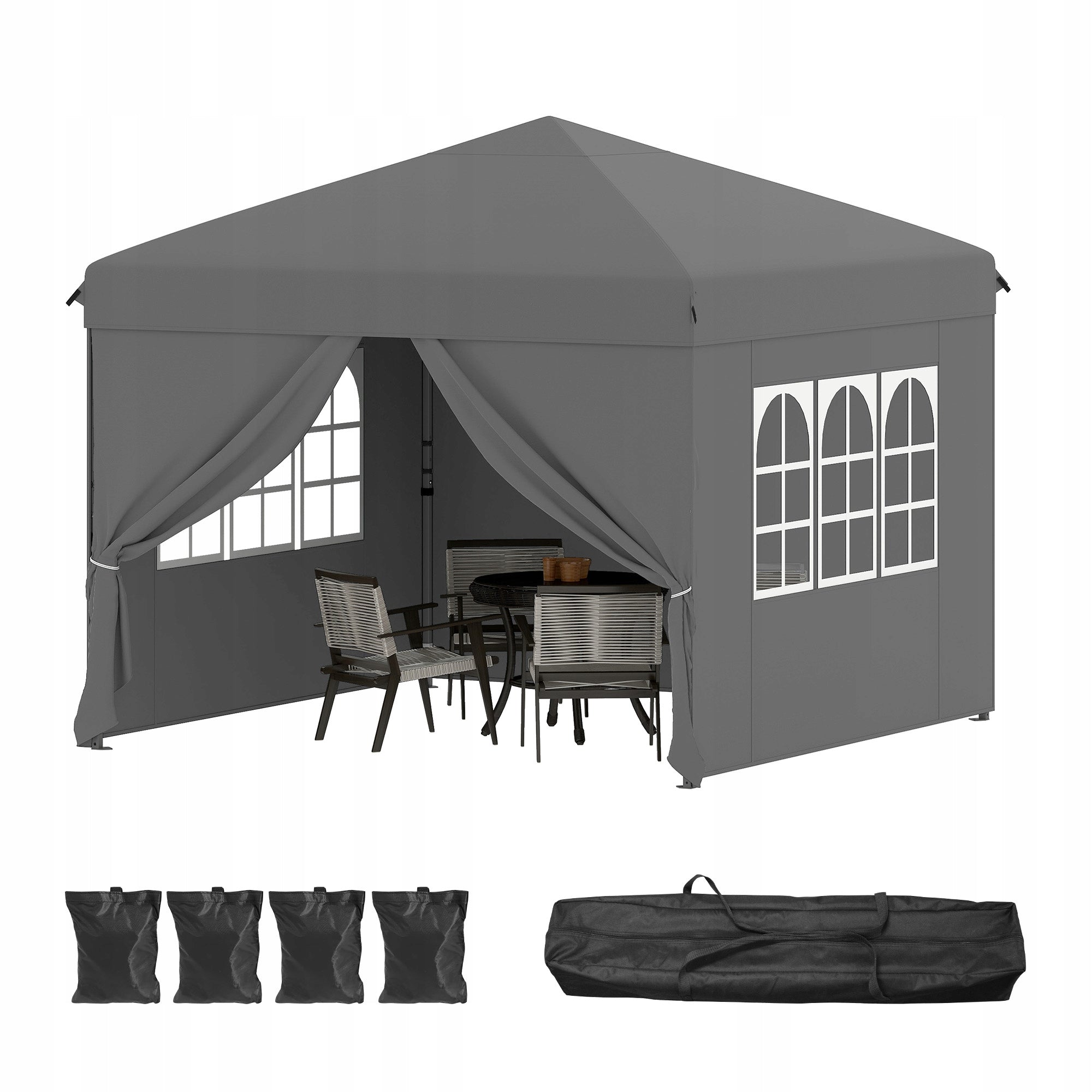 Gazebo, Garden Tent, Pavillon, 2.5×2.5m, Waterproof Folding, Canopy, Grey