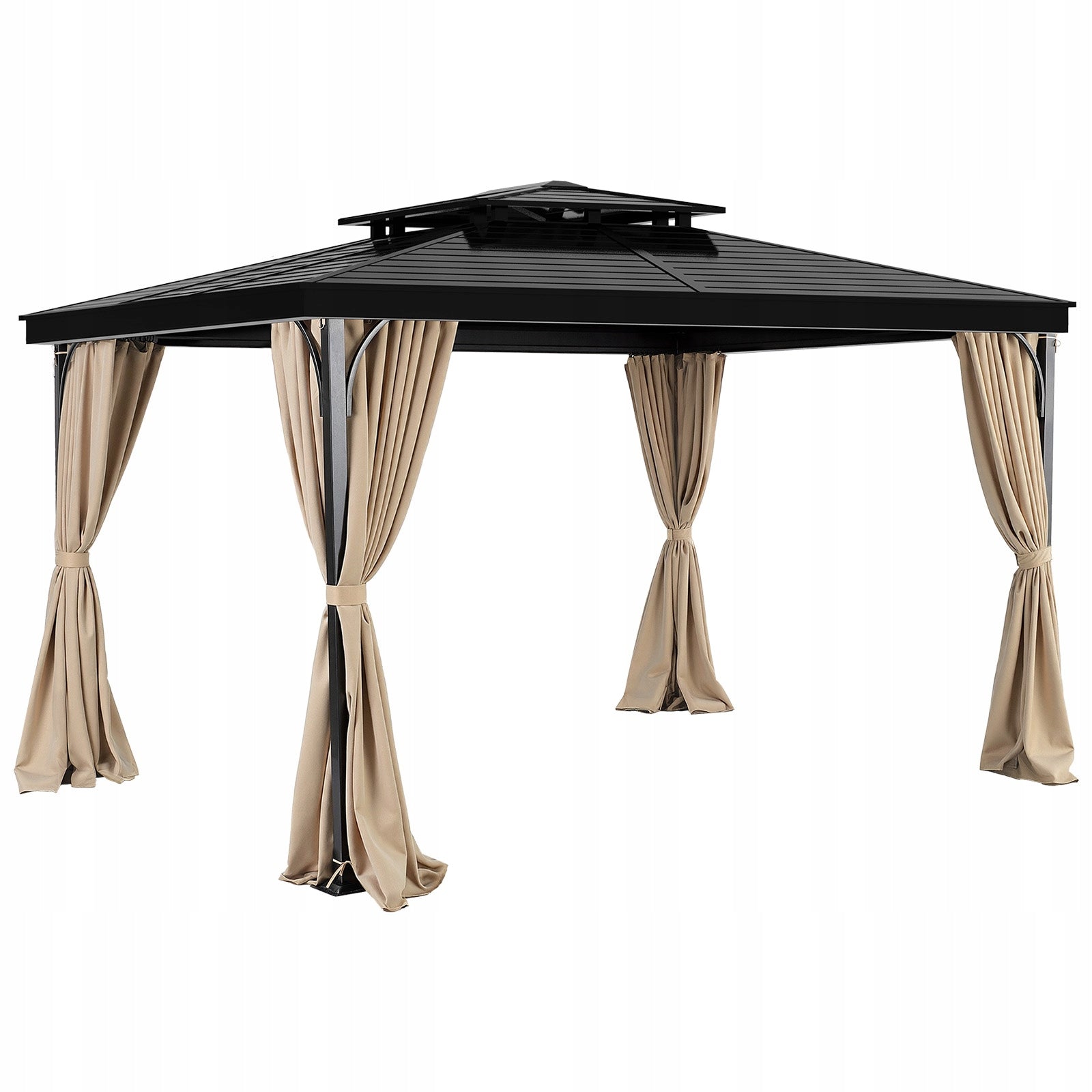 Gazebo Privacy Curtain 10' x 10' x 6.7' Waterproof Gazebo Curtains Khaki Length 2.84 m