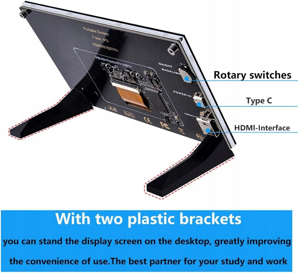 GeeekPi 7 inch IPS Monitor 1024x600 Touchless Raspberry Pi Portable Model EP-0170