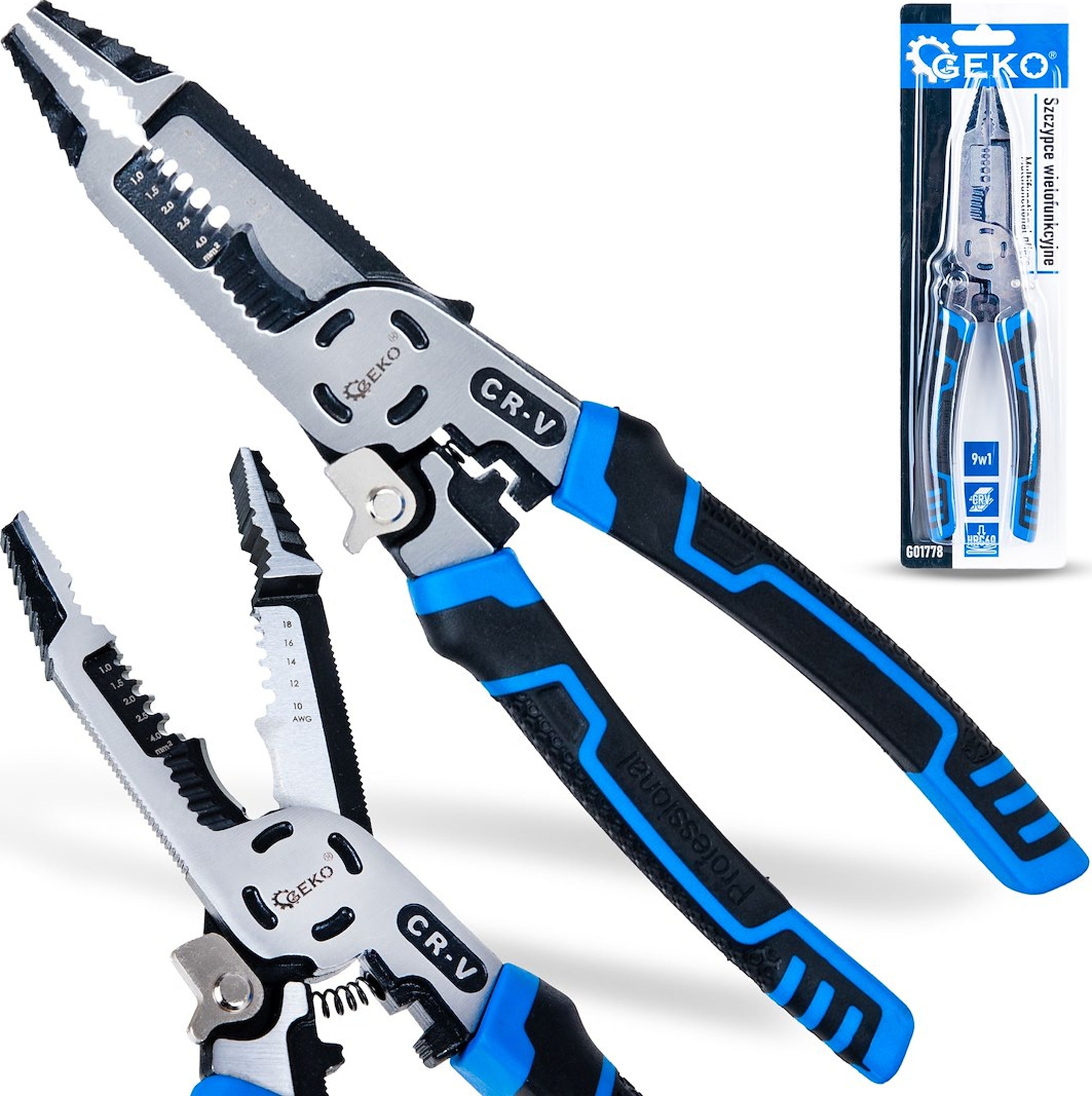 Geko Multifunction pliers 9in1 225mm CrV for insulation Brand Geko